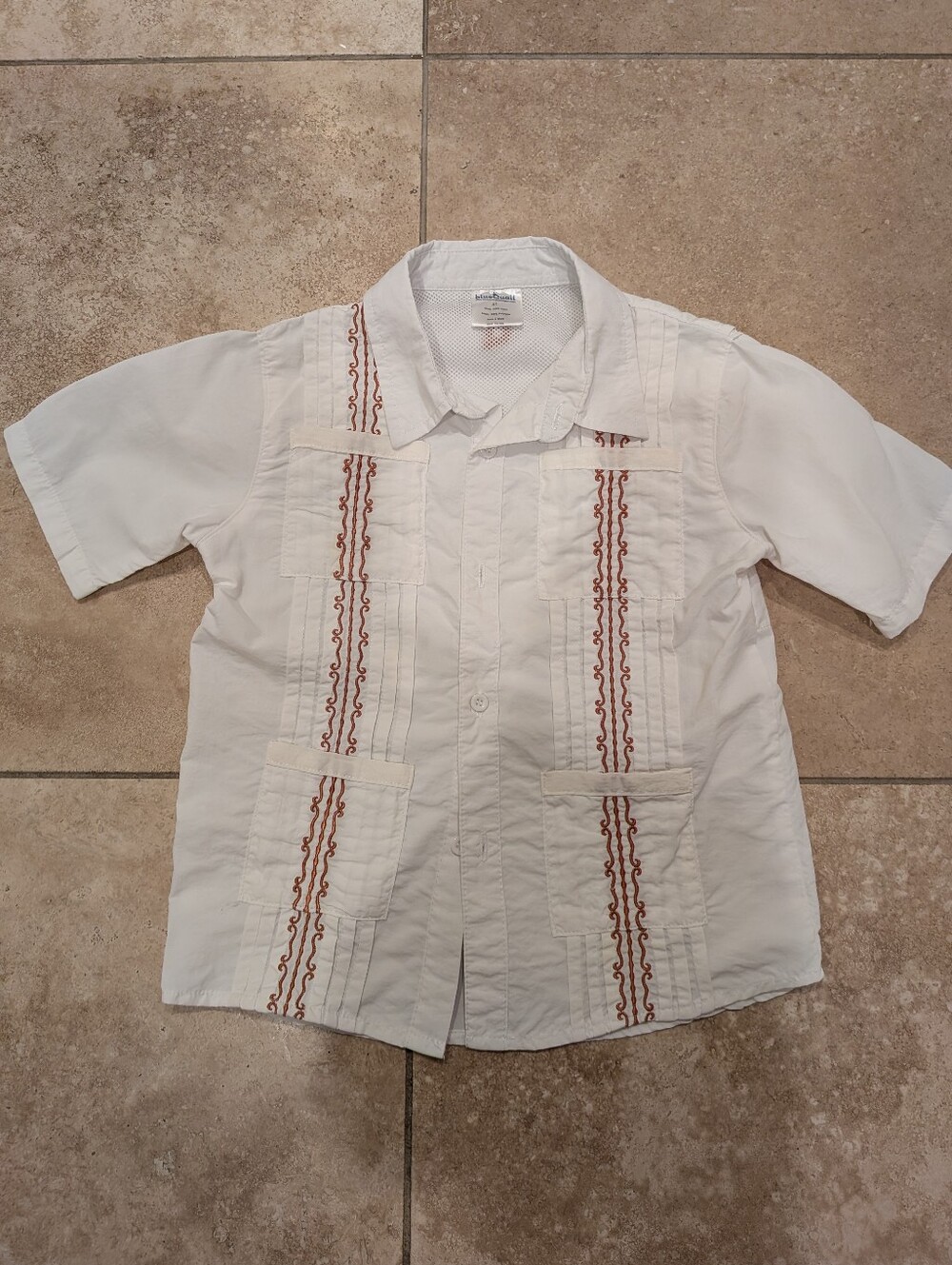 ADORABLE Boys Blue Quail Guayabera- 4T
